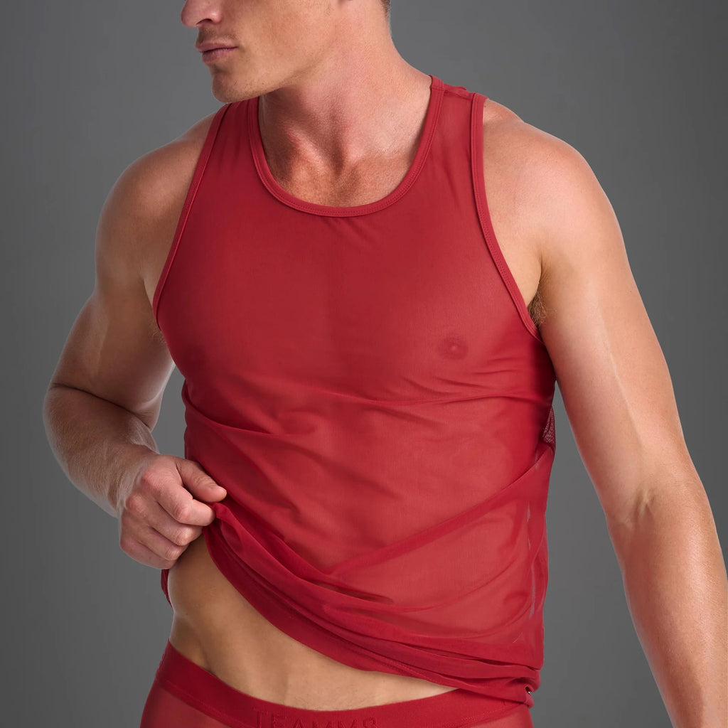 Teamm8 Score Sheer tank mesh red