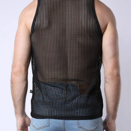 Timoteo Palm Canyon crochet mesh tank black