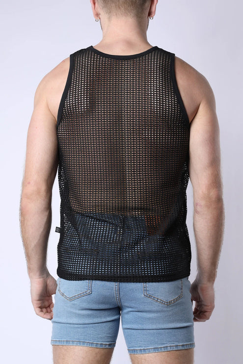 Timoteo Palm Canyon crochet mesh tank black