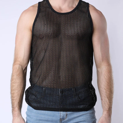 Timoteo Palm Canyon crochet mesh tank black