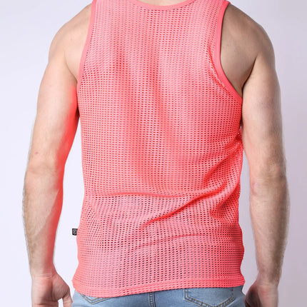 Timoteo Palm Canyon crochet mesh tank pink