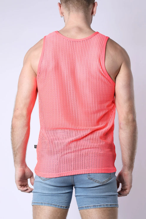 Timoteo Palm Canyon crochet mesh tank pink