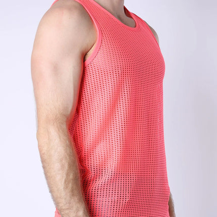 Timoteo Palm Canyon crochet mesh tank pink