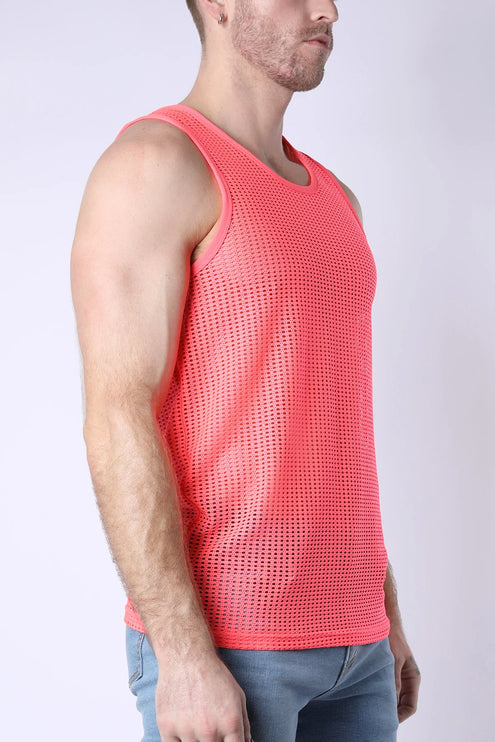 Timoteo Palm Canyon crochet mesh tank pink