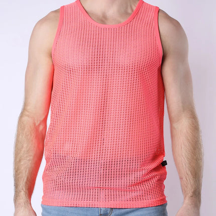 Timoteo Palm Canyon crochet mesh tank pink