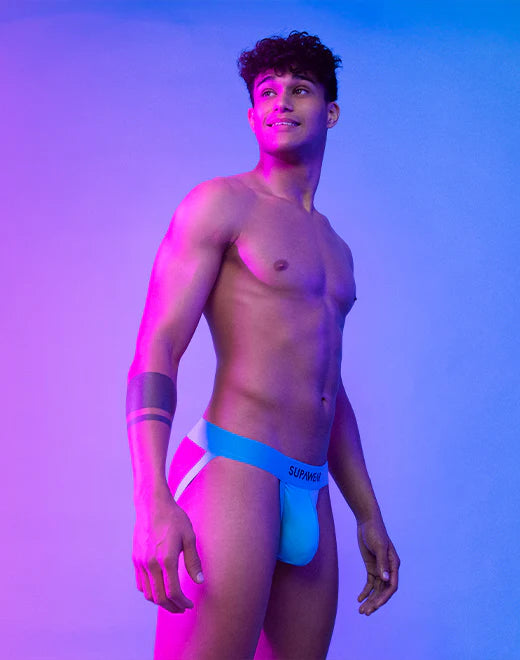 Supawear Neon jockstrap blue