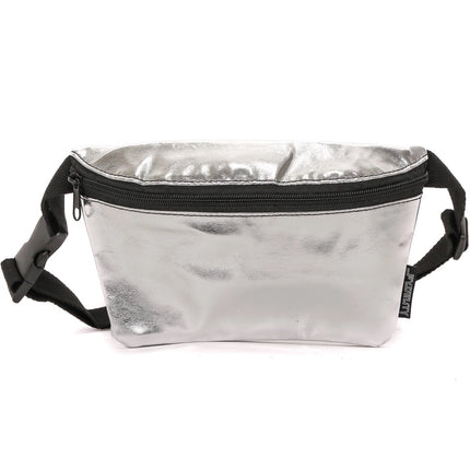 Ultra slim fanny pack metallic silver