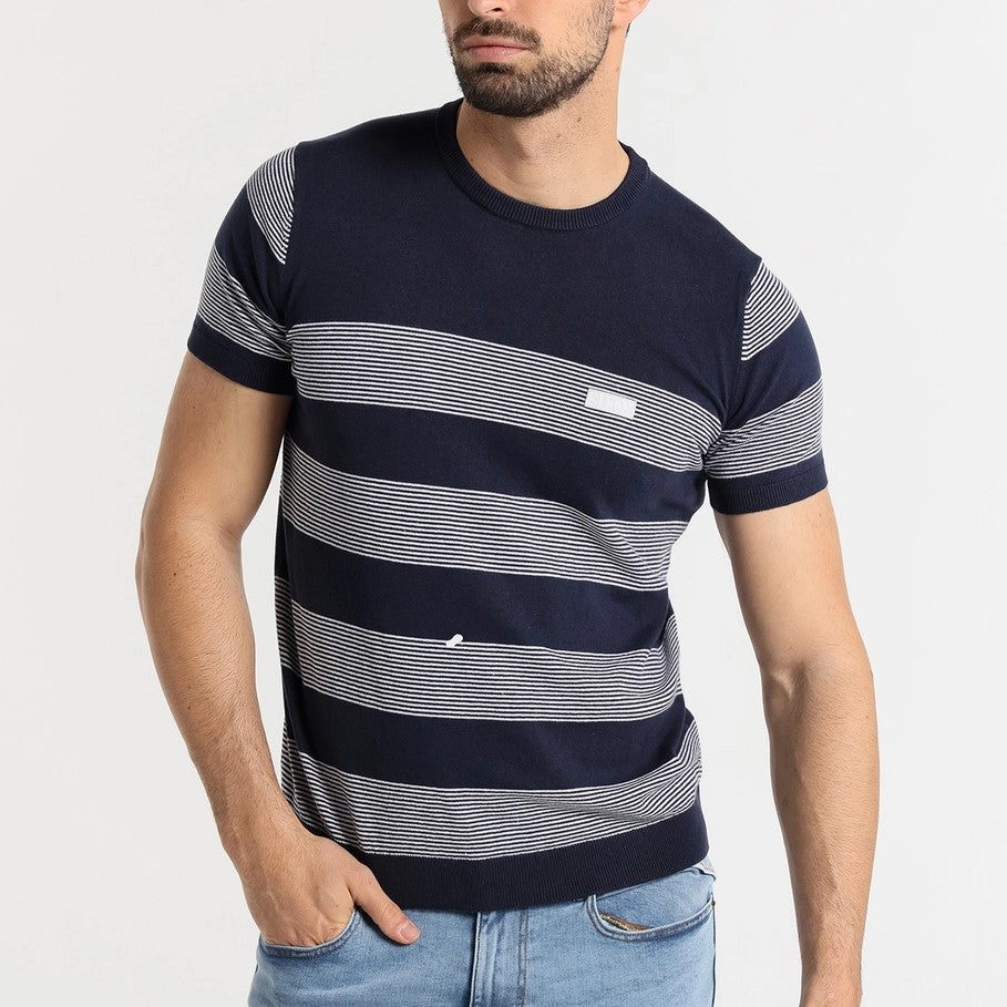 Bendorff knit striped cotton t-shirt navy