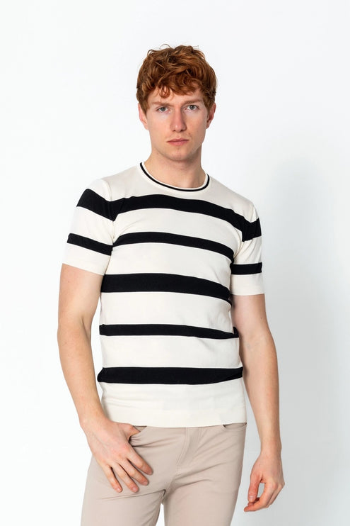 RNT23 Striped knit t-shirt off-white