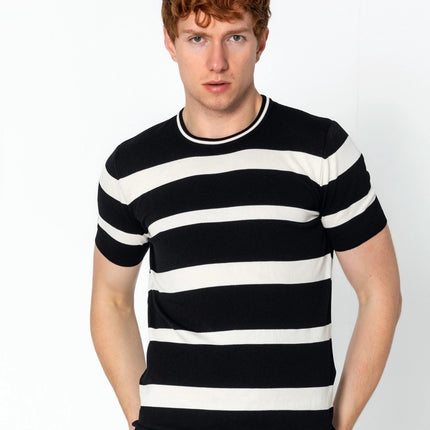 RNT23 Striped knit t-shirt black