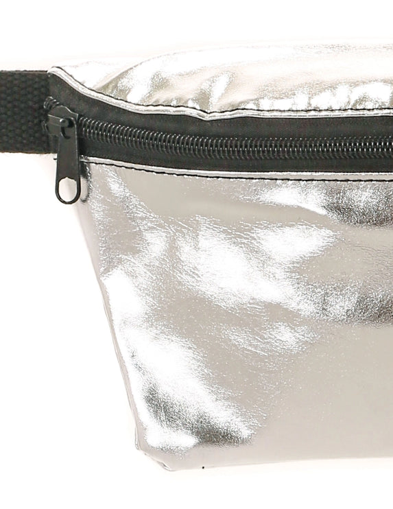 Ultra slim fanny pack metallic silver