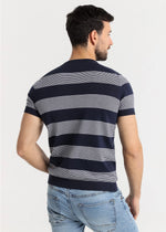 Bendorff knit striped cotton t-shirt navy