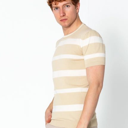 RNT23 Striped knit t-shirt beige