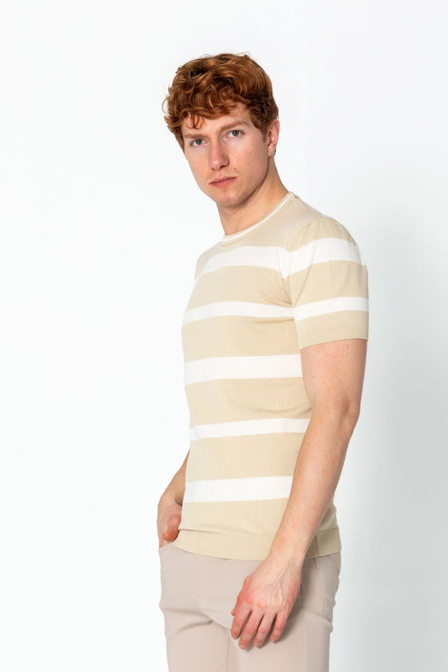 RNT23 Striped knit t-shirt beige