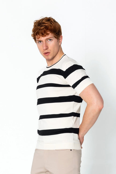 RNT23 Striped knit t-shirt off-white