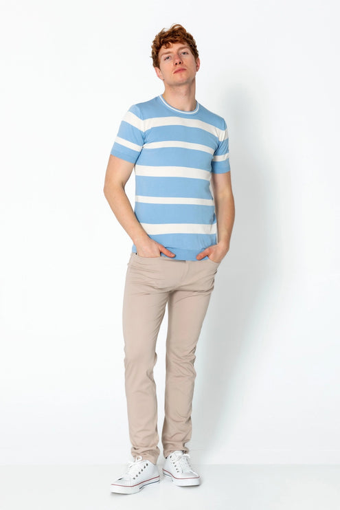 RNT23 Striped knit t-shirt blue