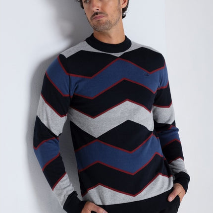 Bendorff perkins-collar pullover sweater zig zag