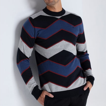 Bendorff perkins-collar pullover sweater zig zag