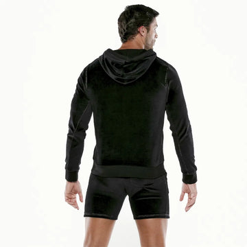 Plush velvet hoody black