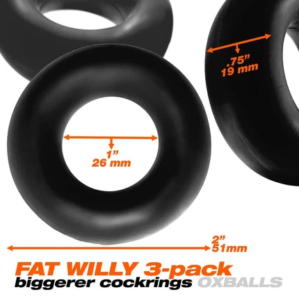 Oxballs Fat Willy thick c-ring 3-pack black