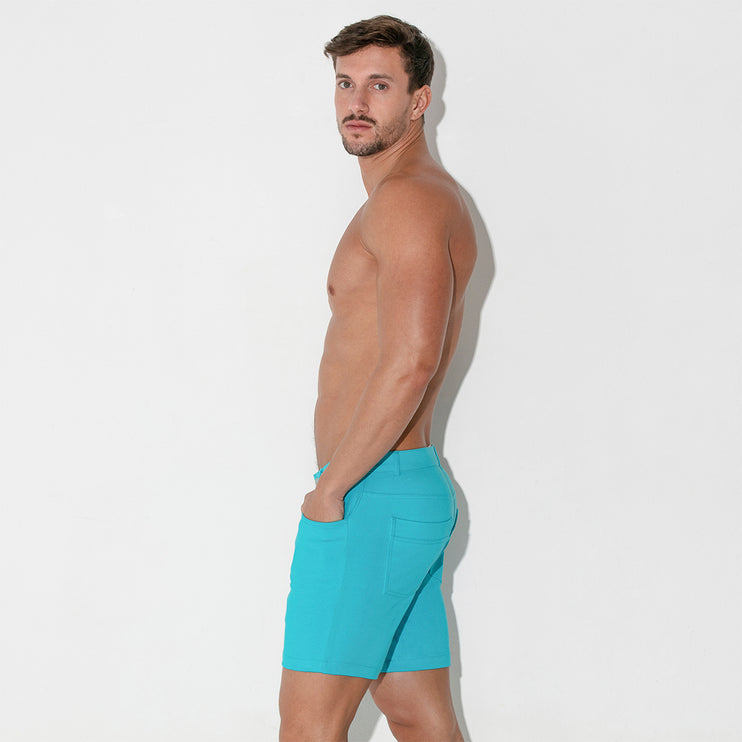 Code 22 slim fit 5" stretch short 9712 turquoise