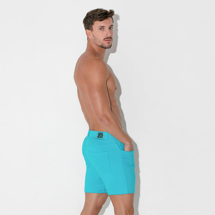 Code 22 slim fit 5" stretch short 9712 turquoise