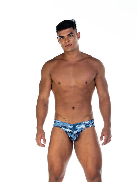 Gigo Camo swim brief camouflage blue